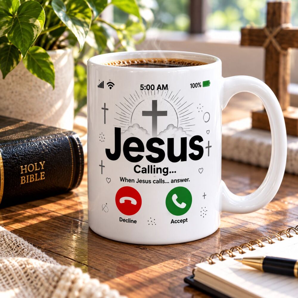 Jesus Calling Mug, Christian Coffee Cup, Church Friend Present, Coffee Mug Gift